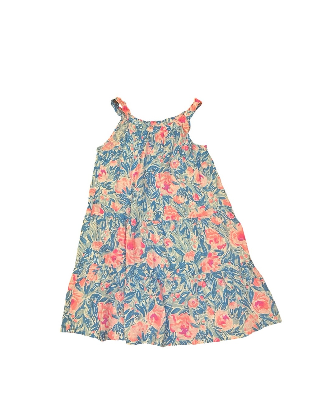 Lilly Pulitzer Girls Floral Sundress Pink and Blue Size Large (8-10)